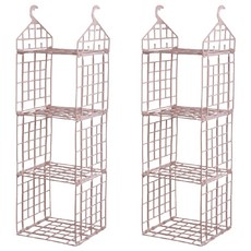 MINEING 衣櫃內掛式收納架衣架 3層 大, 淺褐色, 2個