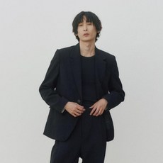 noirer 男士羊毛皺褶單排扣西裝外套