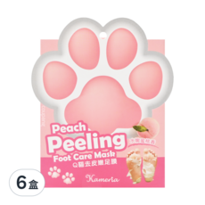 Kameria Q貓去皮嫩足膜, 水嫩蜜桃香, 2片, 6盒, 17ml