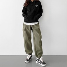jalbba jean 女款刷毛版防風工裝束口褲