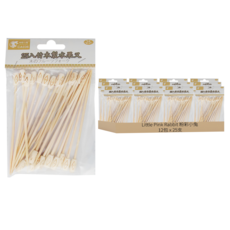 Little Pink Rabbit 粉彩小兔 竹木製水果叉 12cm 25支, 12包, 木色