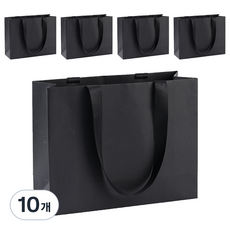 페이퍼온즈 깔끔한 고급 선물 쇼핑백 가로형 32 x 11.5 x 26 cm, 블랙, 10개