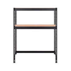 스피드랙 V2 세탁기 선반 2단 1200 x 300 x 1500 mm, 프레임(블랙) + 보드(우드 + 화이트)