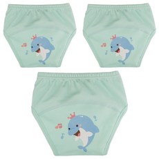 아가짱 유아용 프랜들리 배변훈련팬티, 하늘색(돌고래), 3개