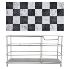 質感加大加厚硅藻土吸水墊25 x 12 x 0.4cm + 牙刷架18.5 x 8 x 9cm, 黑白格紋, 1組