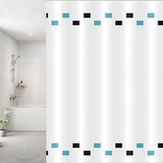 썬데코 패브릭 방수 샤워커튼, 사각무늬, 1개