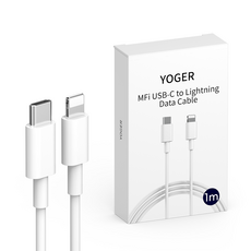 YOGER Apple MFi 認證 iPhone C to 8-pin 高速充電線, 單一顏色, 1個, 1m