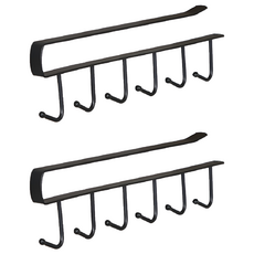 minono 米諾諾 櫥櫃隔板六聯鉤 27 x 1.3 x 7cm, 黑色, 2個