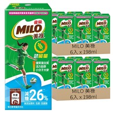 MILO 美祿 巧克力飲品減糖配方, 198ml, 12入