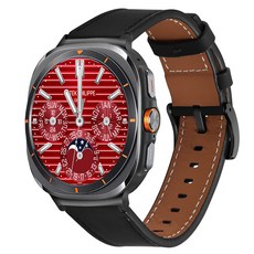 CALYX Galaxy Watch Ultra 相容時尚皮革錶帶, 黑色 + 黑色(連接器), 1個