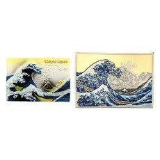 A-ONE 匯旺 日本浮世繪神奈川沖浪裏 日式風格磁鐵冰箱裝飾袖標 2件組
