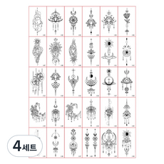 Fokermus 海娜紋身貼紙 迷你30款套組, 4套, J款