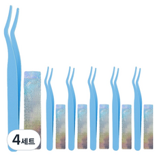 바움미루 속눈썹 핀셋 6p +카드 6p 세트 풀, 4세트, 블루
