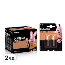 듀라셀 알카라인 건전지 AAA 20p + 알카라인 C 2p 세트, 2세트