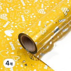 심쿵하트 증착 포장지 대 53cm x 17m, 옐로우, 4개