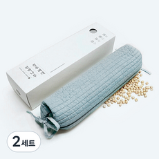 편백나무큐브 누빔 피그먼트 순면 시원한 통풍베개 + 선물박스 세트, 블루, 2세트