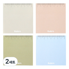 TOCTOC 尺規便條紙 4款, 粉彩棕, 天藍色, 粉彩灰, 粉彩橄欖綠, 2套