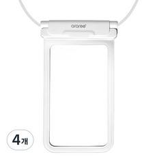 아라리 원터치 잠금 스마트폰 방수 케이스, 화이트, 4개