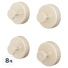 인투 흡착식 원형 옷걸이 문걸이 주방 욕실 다용도 벽걸이, 밀키 화이트, 8개