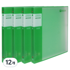 마이다스 투명 3공 링화일 UV인쇄 A4 20p, 녹색, 12개