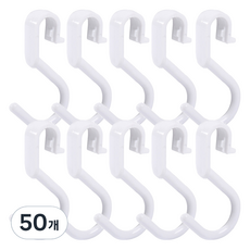 모나코올리브 수납평정 압축봉 후크 걸이, 화이트, 50개