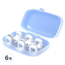 미소로운 비행기 수면 실리콘 귀마개 사각일체형 화이트 + 케이스, 6개, 3쌍