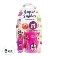 Vibright Purple Penguin LED牙刷+漱口杯+支架套組, 6組