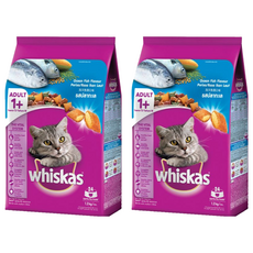 whiskas 偉嘉 成貓 乾飼料, 海洋魚類口味, 1.2kg, 2袋