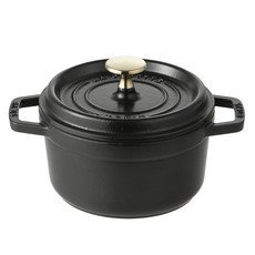 staub 電磁爐 圓形 Cocotte RONDE 雙耳鍋, 16cm, 黑色, 1個
