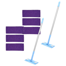 aclean Sky 小型平板拖把 + 紫色超細纖維拖布 3入組, 2套