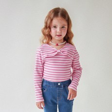 Mari&Mori 女童大蝴蝶結條紋T恤