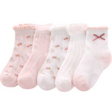 Ppumppum Socks 女童花朵蝴蝶結荷葉邊襪子 5雙組 B14