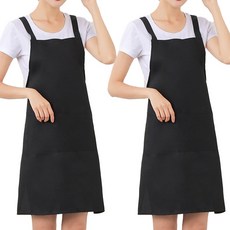 C OF B 修身款素色圍裙, 2個, 黑色