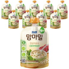맘마밀 안심 이유식 9개월 부터, 시금치 + 연근소고기 혼합맛, 10개, 100g
