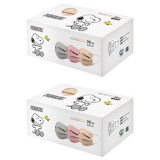 ONEDER 旺達棉品 史努比成人平面口罩, 晨曦灰 + 蜜桃藕 + 燕麥奶, 30片, 2盒