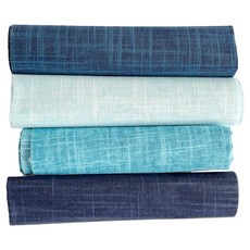 素色亞麻混紡布料, 淺色天空，海藍色，藍色，海軍, 1組