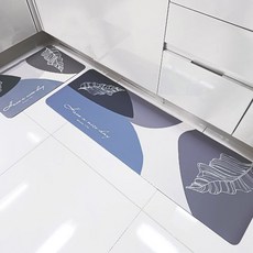 現代矽藻土廚房地墊 2件組, 葉子