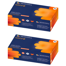 MEDIHAND 美恆 NBR鑽石紋手套 極厚款 100個, M, 2盒, 橘色