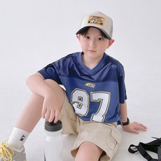 BerryCloset 男童閃亮橄欖球短袖T恤