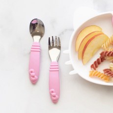 BUMKiNS Hello Kitty孩童湯匙叉子組, 粉色(Hello Kitty款), 湯匙+叉子, 1組