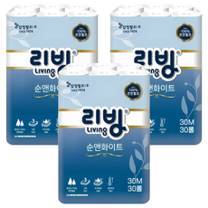 Living SOFT TISSUE Sun&White 3層天然紙漿高級捲筒衛生紙, 30m, 3個, 30捲