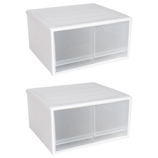 KEYWAY 聯府 簡約雙抽屜整理箱 20L CK-72, 白色, 1 Tier