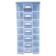 KEYWAY 聯府 秘書資料櫃 附輪 349 x 250 x 649mm, 7層, 藍色 + 透明色