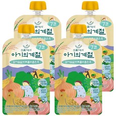 에코맘의산골이유식 아기의계절 중기 닭가슴살 브로콜리 묽은죽, 100g, 4개
