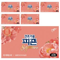 피죤 건조기용 드라이시트 섬유유연제 시그니처 라피에스타, 6개, 40매