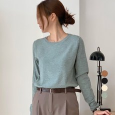 afinar 女款寬鬆版型柔軟觸感圓領日常針織毛衣