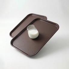 리빙메이트 논슬립 직사각 트레이, 브라운, 2개