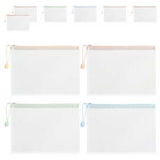 델리 파스텔 PVC 메시 지퍼백 A5, 랜덤 발송, 10개