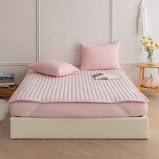 BAZAAR 馬卡龍四季固定鬆緊帶床墊, 粉紅色