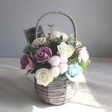 MORIANN 香皂花康乃馨 感恩之心 NO.3, 紫色花籃, 1個